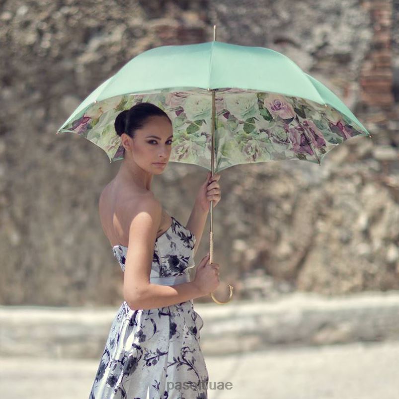 مظلة | 189 5d934-1 p5 - مظلة ورود خضراء ووردية، قماش مزدوج PASOTTI Z446V389